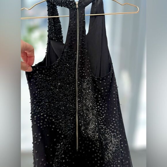 🔥🔥 Helmut Lang GRANULE 100% Silk Embellished Leather Sequin Dress Size 6 - Picture 8 of 16